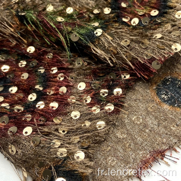 Tissu de broderie à la cuche de plume de plume frangé